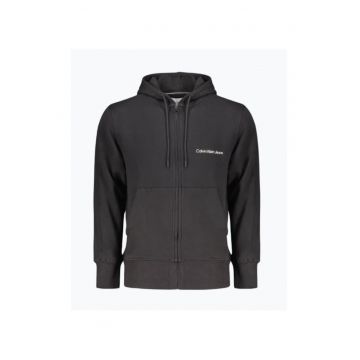 Hanorac barbati Institutional J30J325148 din bumbac cu gluga si inchidere cu fermoar - Negru - Negru