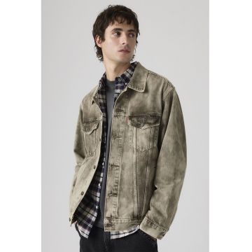 Jacheta relaxed fit din denim cu buzunare cu clapa pe piept - Kaki