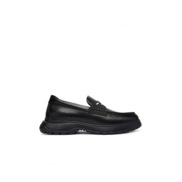 Mocasini barbati -  cu piele naturala - negru si material sintetic