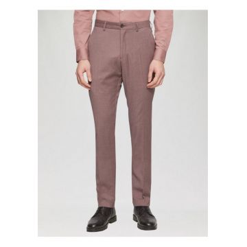 Pantaloni costum barbati - cu talie medie si croiala Slim fit - Liliac inchis - Mov