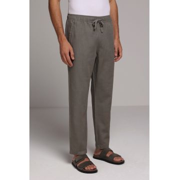 Pantaloni cu snur si buzunare - Kaki