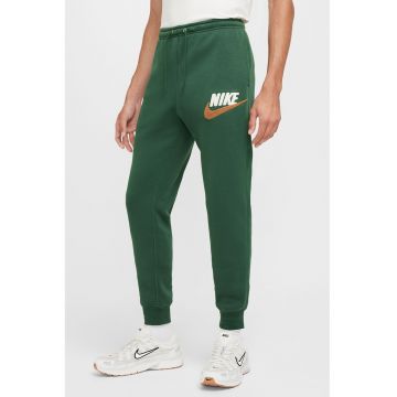 Pantaloni de trening conici cu snur si logo brodat - Verde