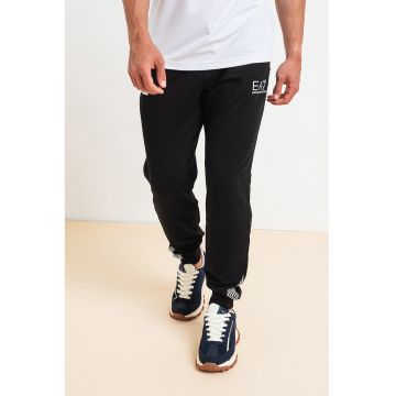Pantaloni de trening cu snur de ajustare in talie - Negru/Argintiu