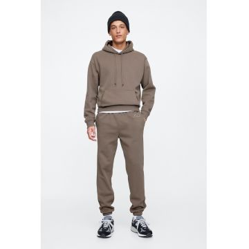 Pantaloni de trening din amestec de bumbac cu logo - Maro pamantiu