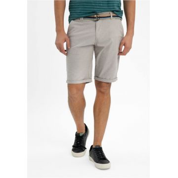 Pantaluni scurti barbati din bumbac cu curea multicolora - buzunare - Regular Fit -  P-Ter - bej - Bej