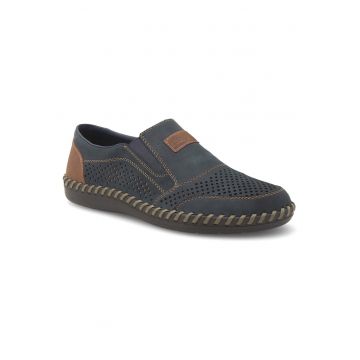 Pantofi barbatesti -  piele naturala - albastru -