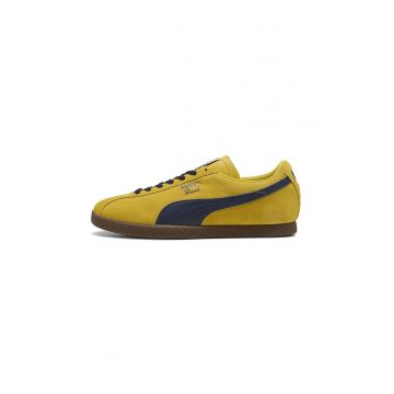 Pantofi sport Brasil din piele intoarsa si piele - Albastru ultramarin/Galben sofran