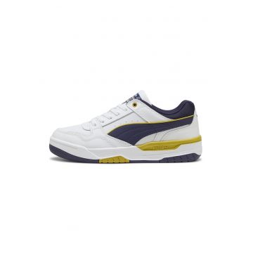 Pantofi sport Rebound de piele si piele ecologica - Alb/Galben antichizat/Albastru indigo
