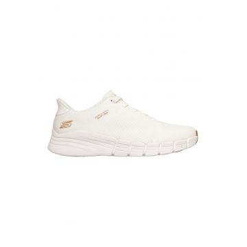 Pantofi sport slip-ins BOBS B Flex 2.0 din plasa si piele ecologica - Maro inchis/Alb murdar