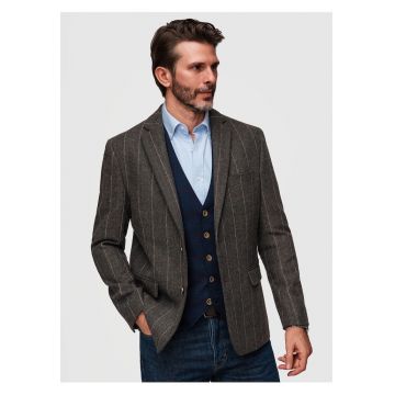 Sacou Barbati Elegant - Croiala Regular cu Lana - Stil Clasic - Gri inchis