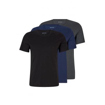 Set de tricouri de casa cu detaliu logo - 3 piese - Negru/Bleumarin