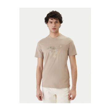 Tricou barbati -  slim fit - bej - bumbac
