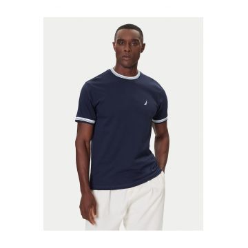 Tricou  bleumarin - bumbac - Alb