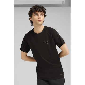 Tricou cu decolteu la baza gatului si detaliu logo - Negru