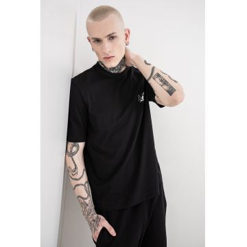 Tricou de bumbac cu logo - Alb/Negru/Gri