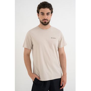 Tricou de bumbac organic cu imprimeu logo CSC™ Outdoor - Bej deschis