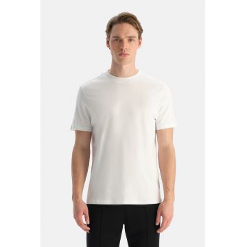 Tricou de casa din bumbac cu decolteu la baza gatului - Alb murdar