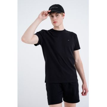 Tricou din bumbac cu decolteu la baza gatului