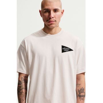 Tricou din bumbac cu decolteu la baza gatului - Roz pastel