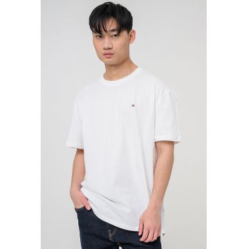 Tricou din bumbac cu decolteu la baza gatului
