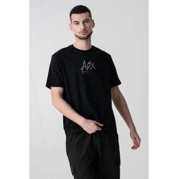 Tricou din bumbac cu imprimeu logo - Albastru ultramarin