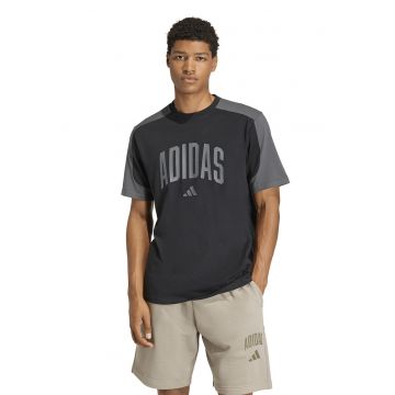 Tricou lejer din bumbac cu imprimeu logo Collegiate - Gri antracit/Gri inchis