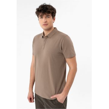 Tricou polo barbati din bumbac - Regular Fit -  O-Lambo - bej - Bej