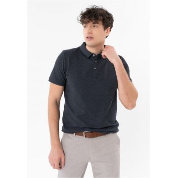 Tricou polo barbati din bumbac - Regular Fit - uni -  O-Chase - albastru marin - Albastru marin
