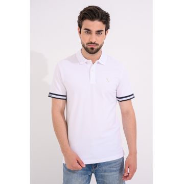 Tricou polo din amestec de bumbac - Alb optic