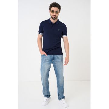 Tricou polo din amestec de bumbac - Bleumarin