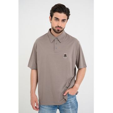 Tricou polo din bumbac - Maro taupe