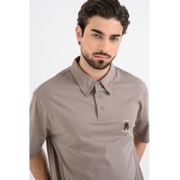 Tricou polo din bumbac - Maro taupe