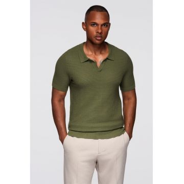 Tricou polo texturat - Verde masliniu
