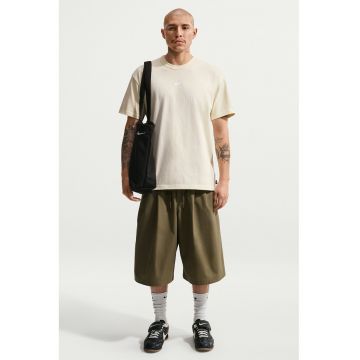 Tricou relaxed fit cu broderie logo Premium Essentials - Bej
