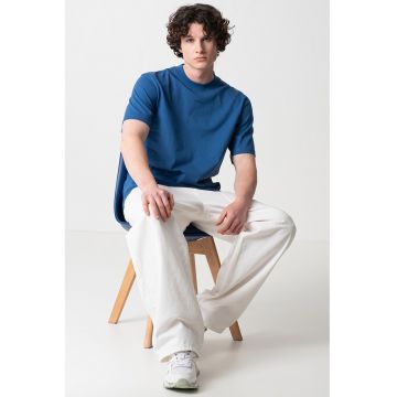 Tricou relaxed fit de bumbac Dapolino - Albastru pastel