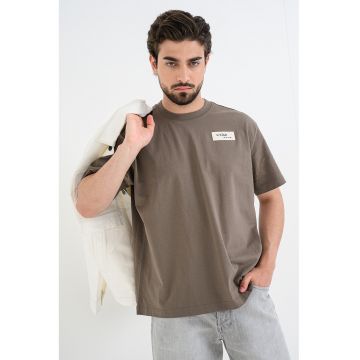 Tricou relaxed fit de bumbac organic Badge - Grej