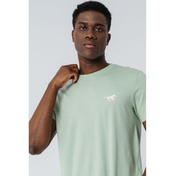 Tricou uni din bumbac - Alb murdar/Verde menta