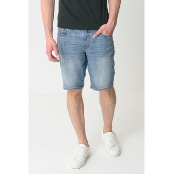 Blugi scurti cu design 5 buzunare - Albastru deschis melange