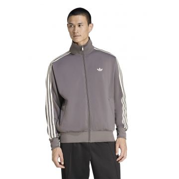 Bluza de trening cu fermoar si guler inalt Firebird - Maro taupe/Alb murdar