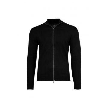Bluza de trening cu fermoar si guler mediu - Negru