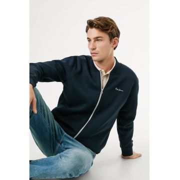 Bluza de trening de bumbac - cu fermoar - Bleumarin