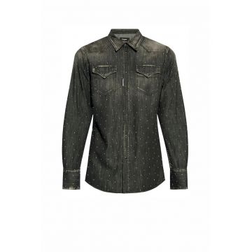 Cămașă din denim  cu neagr - Negru
