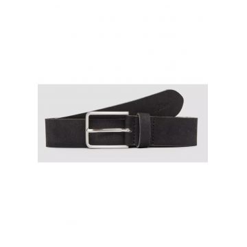 Curea barbati din piele intoarsa - catarama clasica cu stift - Negru - Negru