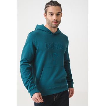Hanorac cu logo brodat - Verde aquamarin
