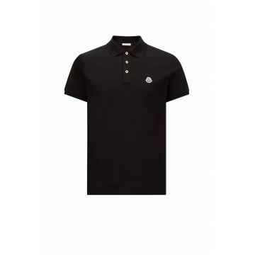 Logo Patch Cotton Full Black Polo Shirt
