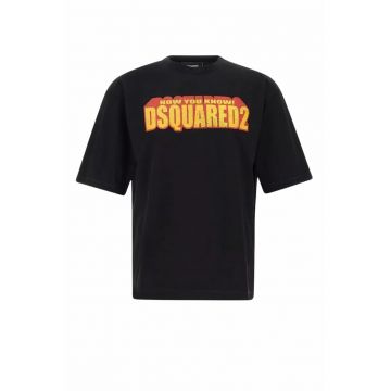 Men's cotton T-shirt crew-neck Black - Negru