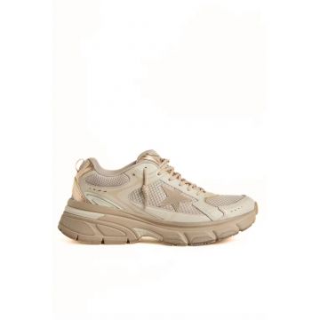 Men’s Lightstar in dove-gray leather and mesh with beige star - Gri/Bej