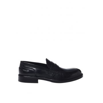 Mocasini uni din piele - Negru