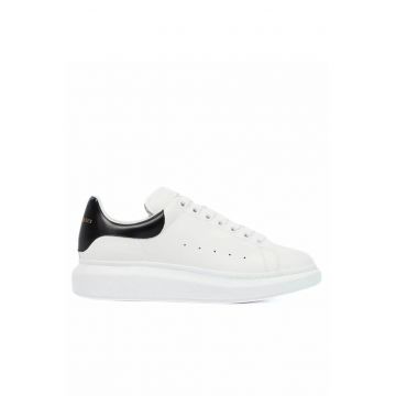 Oversized White/Black Leather low-top sneakers - Alb/Negru