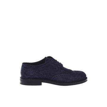 Pantofi Brogue de piele intoarsa - Albastru indigo